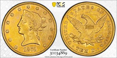 1874-CC $10 XF40