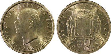 1962 50 Lep KM-140.1 Serrated Edge KM-140.1 MS65