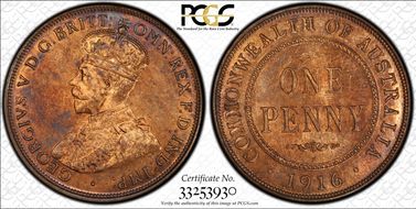 1916-I (c) 1D KM-23 MS62RB