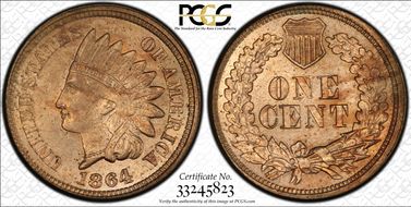 1864 1C Copper-Nickel MS63