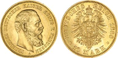1888-A 10 Mk J-247 Friedrich MS65