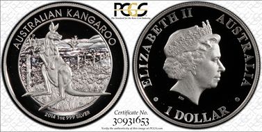 2014-P $1 Australian Kangaroo 1 oz High Relief PR69DCAM
