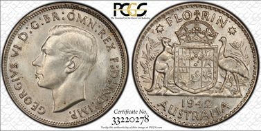 1942-S Florin KM-40  Ag MS64+