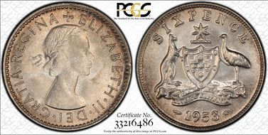 1953(m) 6D KM-52  Ag MS66