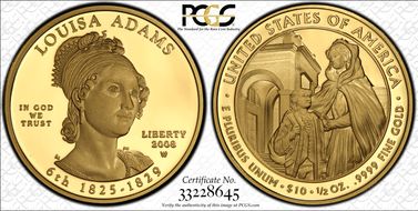 2008-W $10 Louisa Adams PR70DCAM