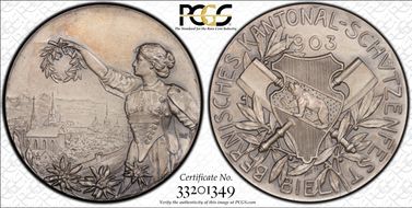 1903 Medal Biel R-251a Matte Ag SP65