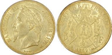 1869-BB 5 Fr Gad-739 F-331 Large BB AU55