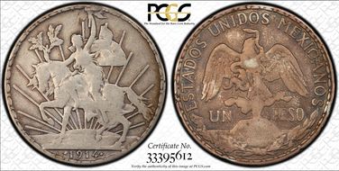 1914 Peso Caballito KM-453  Ag VG10