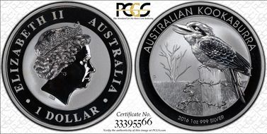 2016-P $1 Kookaburra Ag MS70