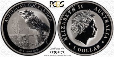 2016-P $1 Kookaburra Ag First Strike MS70