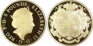 2015 £5 S-L41 Charlotte Christening Ag PR70DCAM