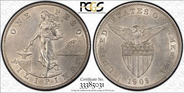1903-S Peso KM-168 Ag AU55