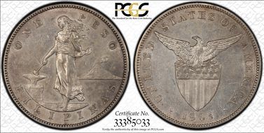 1903-S Peso KM-168 Ag AU53