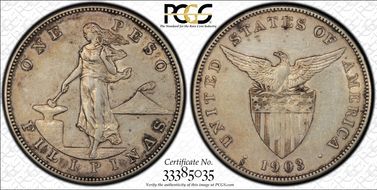 1903-S Peso KM-168 Ag XF45