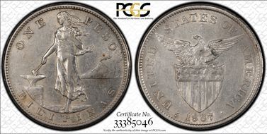 1907-S Peso AU50