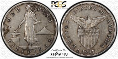 1907-S Peso VF25