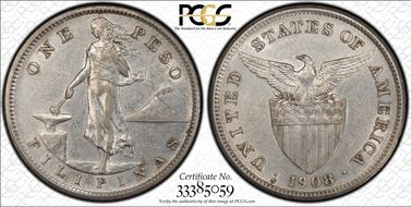 1908-S Peso KM-172  Ag N1