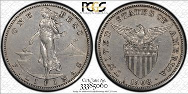 1908-S Peso KM-172  Ag N1