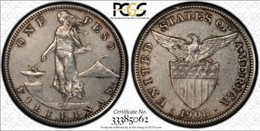 1908-S Peso KM-172  Ag N1