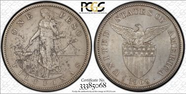 1909-S Peso KM-172  Ag N1