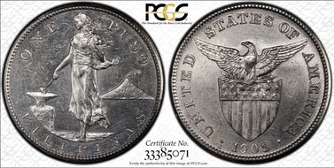 1909-S Peso KM-172  Ag N1