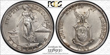 1944-S 50C KM-183  Ag AU58