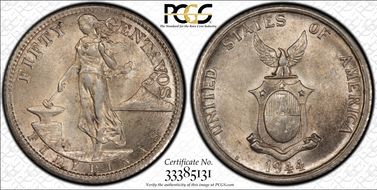 1944-S 50C KM-183  Ag AU58