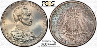 1913-A 3 Mk 25th Year J-112 MS67