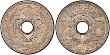 1918 25C Gad-380 F-171 MS63