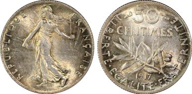 1917 50C Gad-420 F-190 MS65