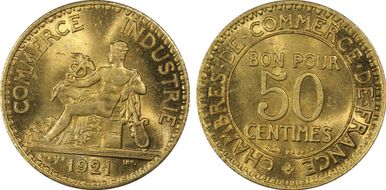 1921 50C Gad-421 F-191 MS67