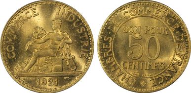 1921 50C Gad-421 F-191 MS67