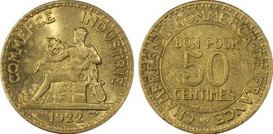 1922 50C Gad-421 F-191 MS65