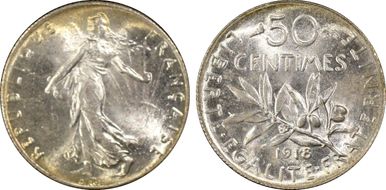 1918 50C Gad-420 F-190 MS64