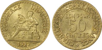 1927 50C Gad-421 F-191 MS65