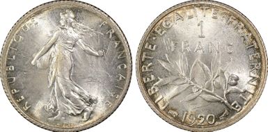 1920 1 Fr Gad-467 Semeuse MS65