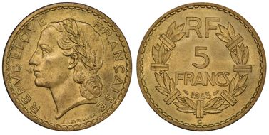 1945-C 5 Fr Gad-761a F-337 Br-Al MS65+