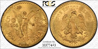 1929 50 Peso KM-481  Au MS65