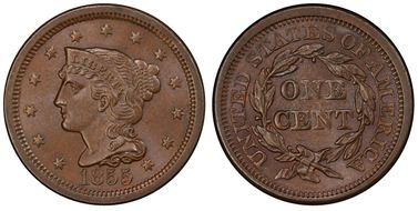 1855 1C N-12 Upright 55 MS65BN