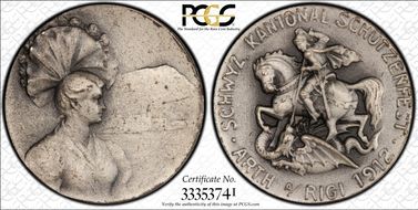 1912 Medal Schwyz R-1081a Matte Ag SP64