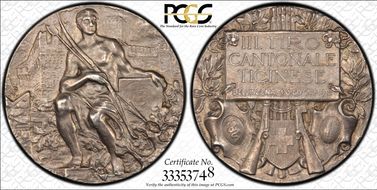 1912 Medal Ticino R-1450a AU58