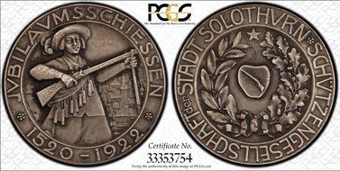 1922 Medal Solothurn R-1134a Matte Ag SP64