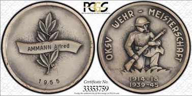 1955 Medal R-2016 Silvered Ag Matte MS64