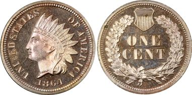 1864 1C Copper Nickel PR64CAM