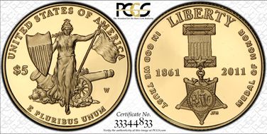 2011-W $5 Medal of Honor PR69DCAM