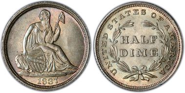 1837 H10C Seated, Large Date MS66