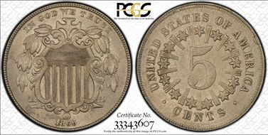 1866/1866 5C Rays RPD FS-304 (001.3) AU58