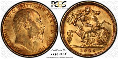 1906-S 1/2 Sov S-3977B MS62