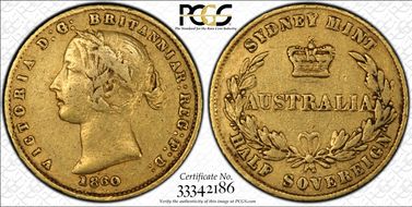 1860-SY 1/2 Sov VF35