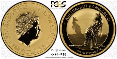 2016-P $100 Kangaroo Au MS69